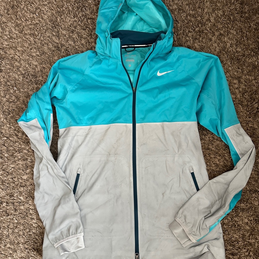 Nike Women's Shield Flash Blue and Gray Running Jacket